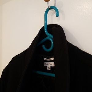 Black Calvin Klein overcoat Italian wool satin